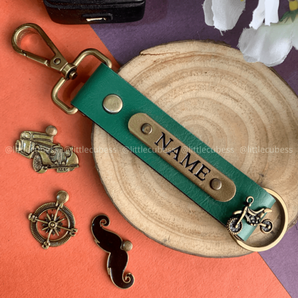 Personalised Keychain 2 Sided - Green - Image 2